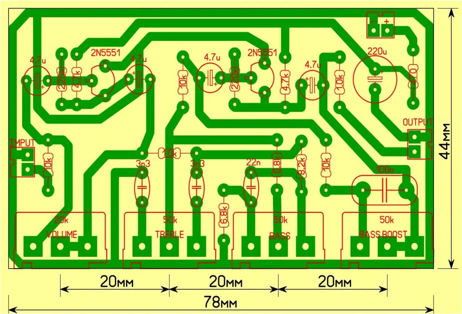 skema tone control 2 transistor
